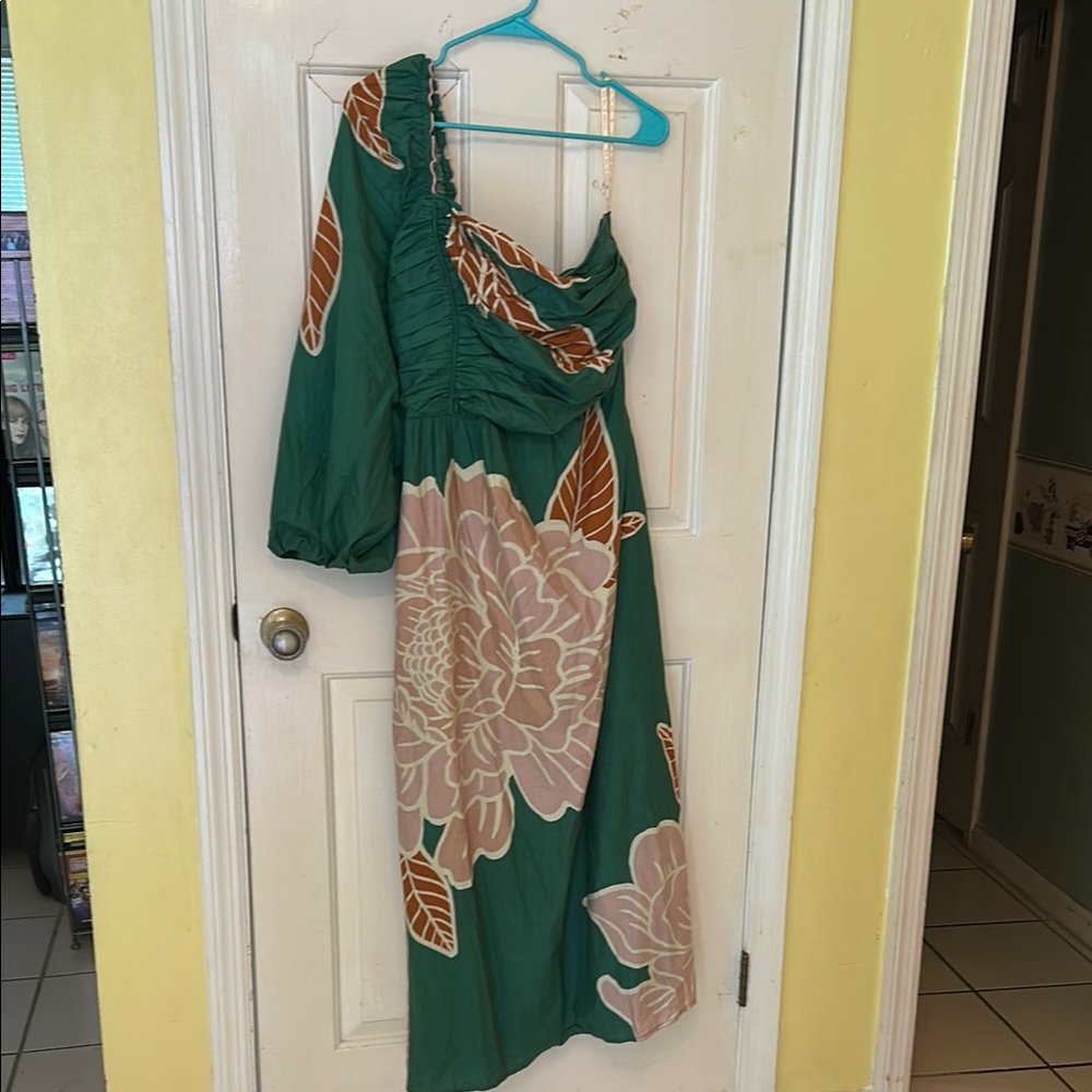 FARM Rio Green Maxi Dress with Floral Design from Anthropology